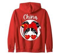 Cina, Bandiera Cinese, Ragazza Cinese, Ragazze Cinesi Donne Felpa con Cappuccio