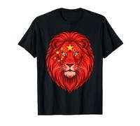 Cina Bandiera Colori Leone Testa Maglietta