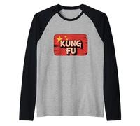 Cina Bandiera King Fu Bandiera Meme Kung Fu Cinese Maglia con Maniche Raglan