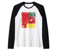Cina Camerun Mezza Bandiera Antenati Camerun Cinese Maglia con Maniche Raglan