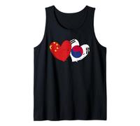 Cina Corea del Sud Cuore Bandiere Cinese Corea del Sud Corea Canotta