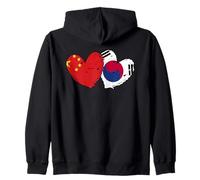 Cina Corea del Sud Cuore Bandiere Cinese Corea del Sud Corea Felpa con Cappuccio