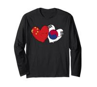 Cina Corea del Sud Cuore Bandiere Cinese Corea del Sud Corea Maglia a Manica