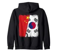 Cina Corea del Sud Half Flag Maglia Corea del Sud Cinese Felpa con Cappuccio