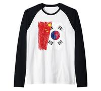 Cina Corea del Sud Half Flag Maglia Corea del Sud Cinese Maglia con Maniche Raglan