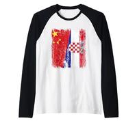 Cina Croazia Mezza Bandiera Fiero Cinese Croato Radici Maglia con Maniche Raglan
