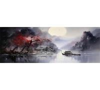 Cina Dipingere con i Numeri Adulti 75x225 cm, DIY Acrilico Paesaggio Dipingere con i Numeri Bambini, Creativi Paint by Numbers con Pennelli e Pigmento, Decora la casa Regalo (Senza Cornice) -H997