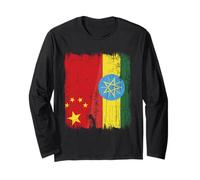 Cina Etiopia Mezza bandiera Radici etiopi cinesi Maglia a Manica