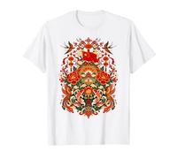 Cina Folk Art Lanterna Peonia Koi Prosperità Maglietta