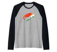 Cina India Flag Pride Heritage Fans Maglia con Maniche Raglan