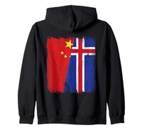 Cina Islanda Mezza Bandiera Maglia Islandese Cinese Felpa con Cappuccio