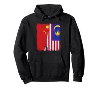 Cina Malesia Half Flag Chinese Malaysian Heritage Jersey Felpa con Cappuccio