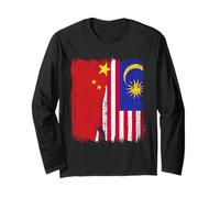 Cina Malesia Half Flag Chinese Malaysian Heritage Jersey Maglia a Manica