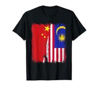 Cina Malesia Half Flag Chinese Malaysian Heritage Jersey Maglietta
