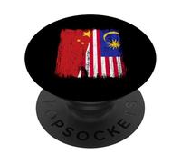 Cina Malesia Half Flag Chinese Malaysian Heritage Jersey PopSockets PopGrip Adesivo