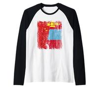 Cina Mongolia Half Flag Maglia mongola cinese Maglia con Maniche Raglan