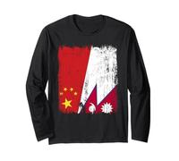 Cina Nepal Mezza Bandiera Radici nepalesi cinesi Maglia a Manica