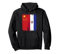 Cina Paraguay Mezza bandiera Radici paraguaiane cinesi Felpa con Cappuccio
