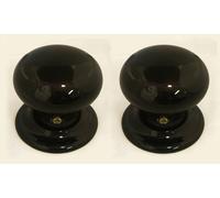 Cina / Pomello Porta Mortasa in Porcellana Classico Nero 60mm (Coppia)