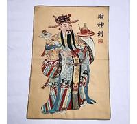Cina Taoismo Panno di Seta Celeste Essere Mammona Ricchezza Dio Tangka Thangka Murale Appeso a Parete per la Decorazione Domestica Arazzo