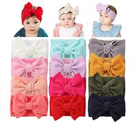 Cinaci Confezione da 12 Fasce per Capelli in Nylon Super Elastico con Fiocco Grande Accessori per Capelli Fasce per Neonate Neonati Bambini Bambini