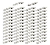 Cinaci Confezione da 50 fermagli per capelli da 8 cm, colore argento, vuoti, per fai da te, in metallo, con base semplice, per realizzare fiocchi rettangolari, fermagli per coda di cavallo, accessori