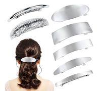 Cinaci Confezione da 7 fermagli per capelli semplici ed eleganti, in metallo argentato, decorativi e opachi, accessori per donne e ragazze