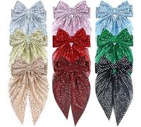 Cinaci Confezione da 9 fermagli per capelli con grande fiocco con paillettes, per donne, ragazze, adolescenti e bambini