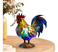 CINASA Retro vetro colorato gallo, leggera notturna animali vetro colorato, adatta Simpatica lampada Gallo e accessori regalo per famiglia, fidanzate, colleghi, clienti, amici e compagni di classe.