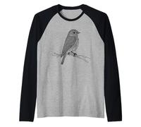Cinciallegra Line Art Ornitologo Maglia con Maniche Raglan