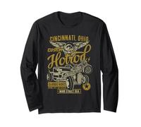 Cincinnati OH Hotrod Vintage Style Auto Moto Design Maglia a Manica