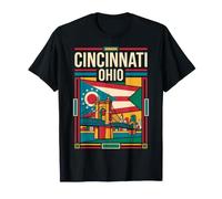 Cincinnati, Ohio, Bandiera, Orizzonte, Vendemmia, Viaggio, Arte Maglietta