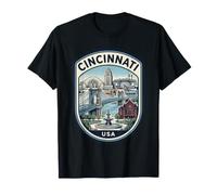 Cincinnati Ohio Queen City Ponte Roebling Retro Maglietta