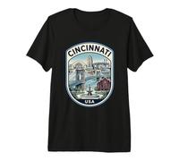 Cincinnati Ohio Queen City Ponte Roebling Retro Maglietta Premium
