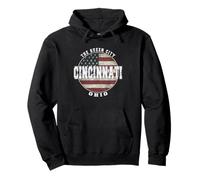 Cincinnati Ohio, Vintage Bandiera Americana Felpa con Cappuccio