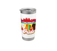 Cincinnati Pride Rainbow Gay Pride Flag Funny LGBT Bicchiere termico in acciaio inox doppia parete