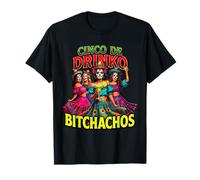 Cinco De Drinko Bitchachos Cinco de Mayo Women Skull Makeup Maglietta