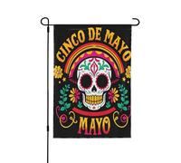 Cinco De Mayo - Bandiera da giardino a doppia faccia con teschio di zucchero, 71 x 101 cm, resistente allo sbiadimento, decorazione per esterni per inaugurazione della casa