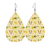 Cinco De Mayo Of Taco Pattern Orecchini in ecopelle per donne Ragazze Orecchini pendenti a goccia a goccia Leggeri a foglia