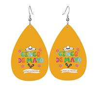 Cinco De Mayo Orecchini in pelle per donne e ragazze Orecchini in pelle a goccia Orecchini pendenti semplici