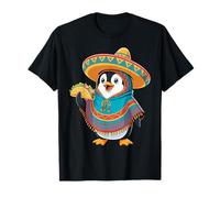 Cinco De Mayo Penguin Mangia Taco Divertente Sombrero Messicano Maglietta