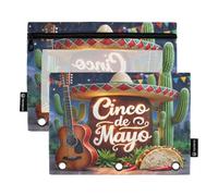 Cinco De Mayo Sign - Set di 2 astucci per raccoglitori a 3 anelli, con cerniera liscia e finestra in PVC trasparente, per articoli scolastici