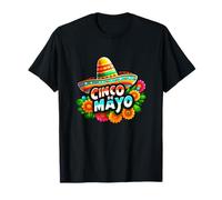 Cinco De Mayo Sombrero Fiori Patrimonio Messicano Maglietta
