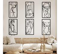 Cindeer 6 pezzi decorazione da parete moderna minimalista astratta donna arte della parete linea singola disegno in metallo linea moderna donna figura corpo sculture per la casa camera da letto bagno