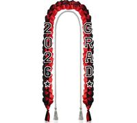 Cindeer Set di collane intrecciate fatte a mano con nastro per laurea 2026, con nappa, toppe ricamate per scuola superiore, università, laurea, feste di laurea (nero, rosso)