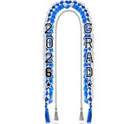 Cindeer Set di collane intrecciate fatte a mano con nastro per laurea 2026, con nappa, toppe ricamate per scuola superiore, università e feste di laurea (bianco, blu)