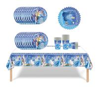 Cinderella Birthday Party Tableware, accessori per feste Luffy, set di piatti di carta, tra cui tovaglia, piatti, tazze, tovaglioli per baby shower, matrimoni, anniversari (20 ospiti)