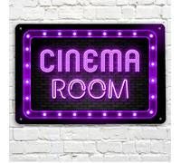 Cinema Camera Insegna - Stampato Viola Neon Effetto Film A4 Asta