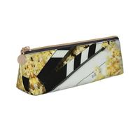 Cinema Movie Clapboard e Popcorn Astuccio multifunzione in pelle con grande Storagecapacity classico design triangolare, bianco, Taglia unica, Astuccio per trucchi