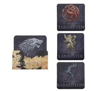 Cinereplicas Il Trono di Spade - Set di 4 sottobicchieri Stark, Targaryen, Lannister e Baratheon, 9,5 cm, licenza ufficiale